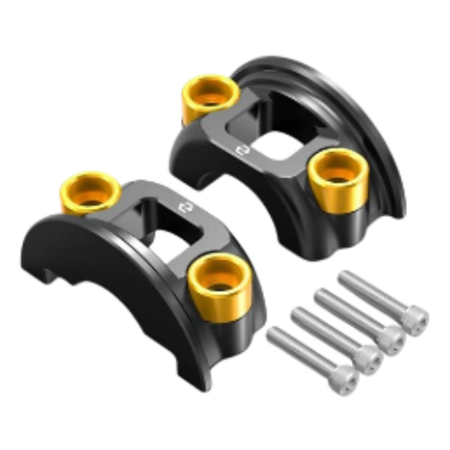 Brake Master Cylinder & Clutch Lever Perch Half Clamp Kit For Harley Road Street Glide [Black-Gold]